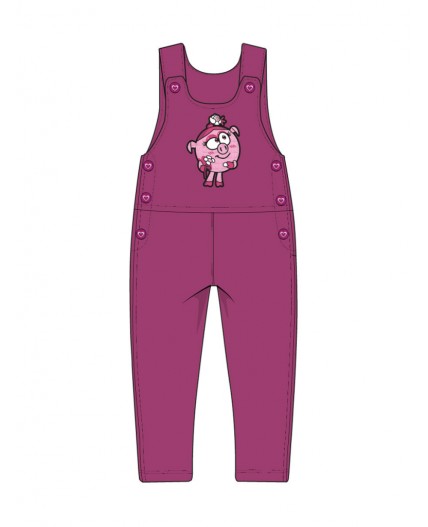 Полукомбинезон детский трикотажный для девочек бордовый