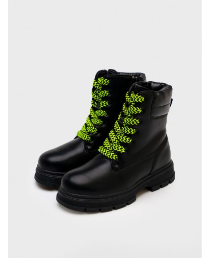Ботинки для девочек черный,зеленый
