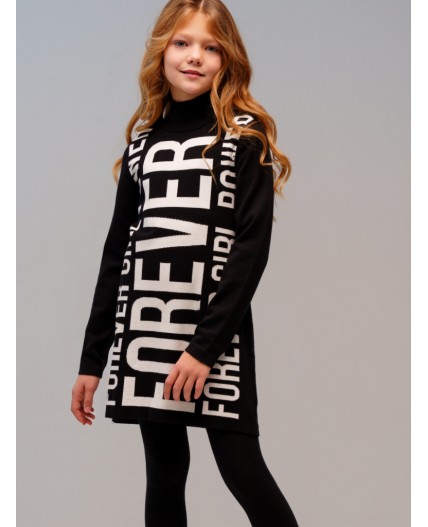 Платье трикотажное для девочек черный,белый