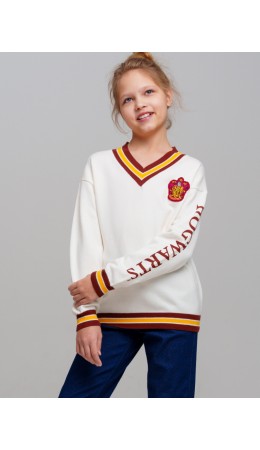 Свитер трикотажный для девочек белый,красный