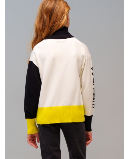 Свитер трикотажный для девочек черный,белый,жёлтый