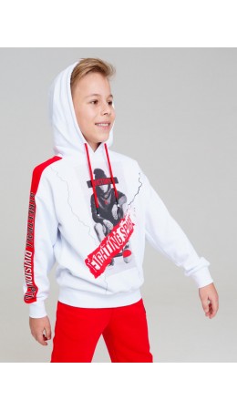 Толстовка трикотажная для мальчиков белый,красный