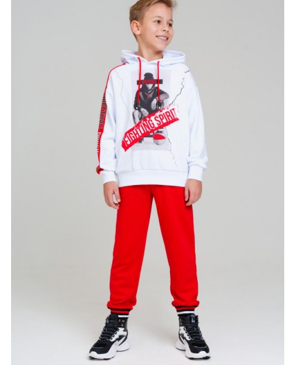 Толстовка трикотажная для мальчиков белый,красный