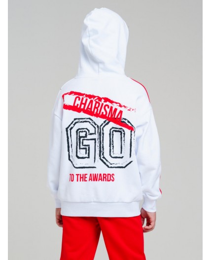 Толстовка трикотажная для мальчиков белый,красный