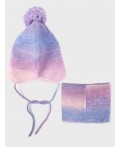 Комплект трикотажный для девочек: шапка, снуд разноцветный