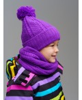 Комплект трикотажный для девочек: шапка, снуд лиловый