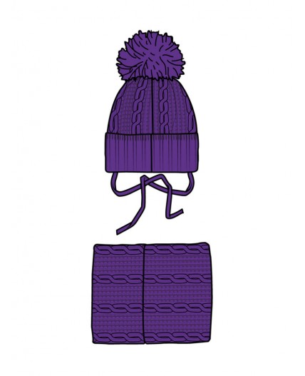 Комплект трикотажный для девочек: шапка, снуд лиловый