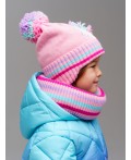 Комплект трикотажный для девочек: шапка, снуд разноцветный