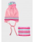 Комплект трикотажный для девочек: шапка, снуд разноцветный