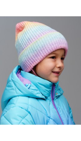Шапка трикотажная для девочек разноцветный