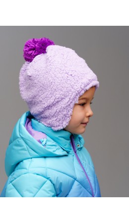 Шапка трикотажная для девочек сиреневый,лиловый