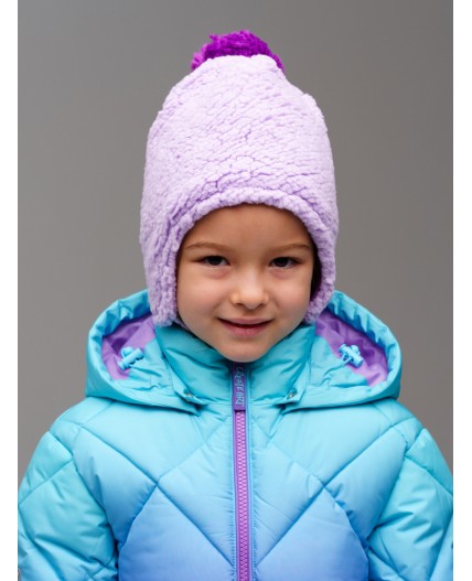 Шапка трикотажная для девочек сиреневый,лиловый