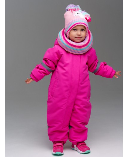 Комплект детский трикотажный для девочек: шапка, снуд розовый