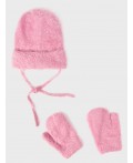 Комплект трикотажный для девочек: шапка, варежки светло-розовый