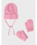Комплект трикотажный для девочек: шапка, варежки светло-розовый