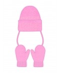 Комплект трикотажный для девочек: шапка, варежки светло-розовый
