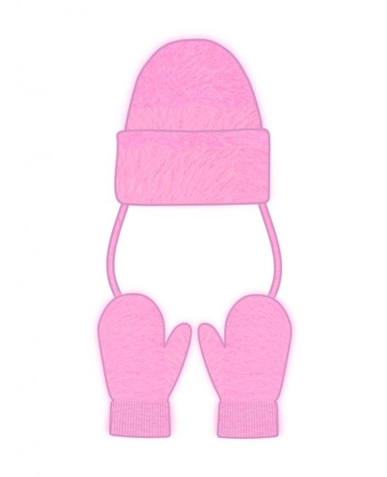 Комплект трикотажный для девочек: шапка, варежки светло-розовый