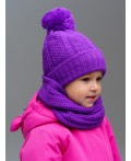 Комплект детский трикотажный для девочек: шапка, снуд лиловый