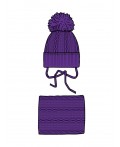 Комплект детский трикотажный для девочек: шапка, снуд лиловый