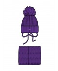 Комплект детский трикотажный для девочек: шапка, снуд лиловый