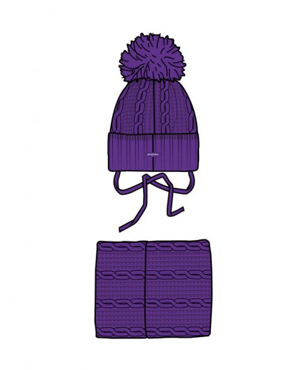 Комплект детский трикотажный для девочек: шапка, снуд лиловый