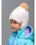 Шапка трикотажная для девочек молочный,коричневый