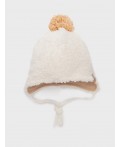 Шапка трикотажная для девочек молочный,коричневый