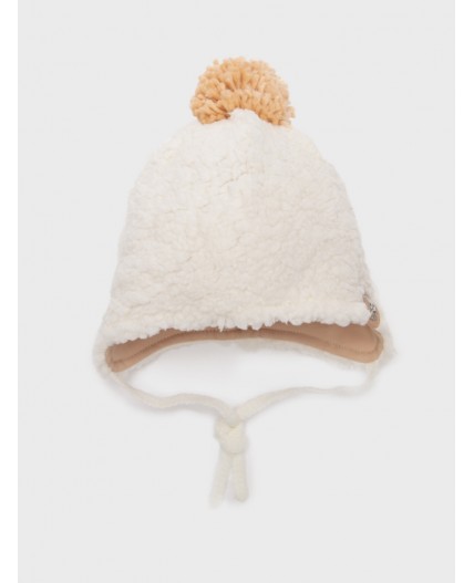 Шапка трикотажная для девочек молочный,коричневый