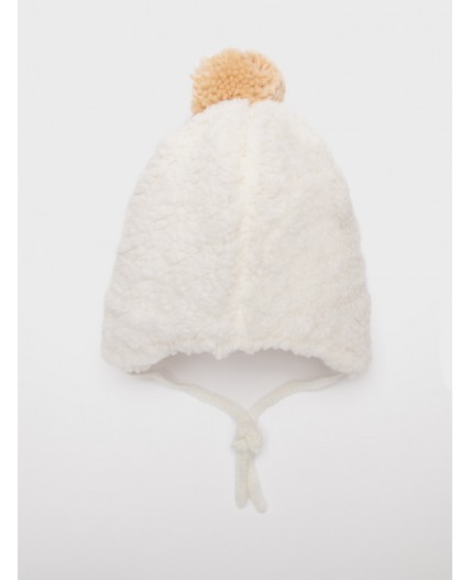 Шапка трикотажная для девочек молочный,коричневый