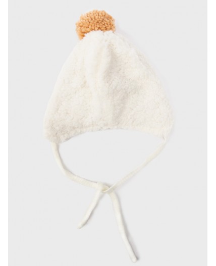 Шапка трикотажная для девочек молочный,коричневый