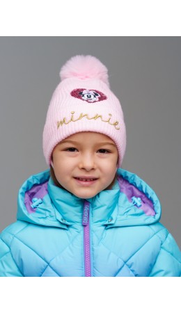 Шапка трикотажная для девочек светло-розовый