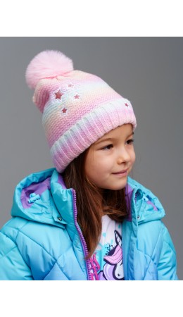 Шапка трикотажная для девочек разноцветный