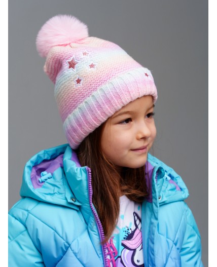 Шапка трикотажная для девочек разноцветный