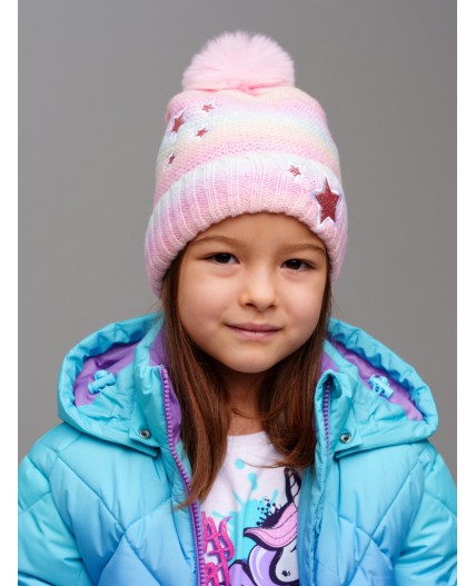Шапка трикотажная для девочек разноцветный