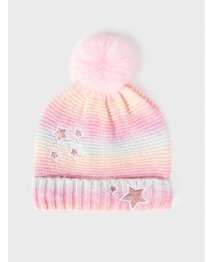 Шапка трикотажная для девочек разноцветный