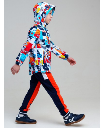 Брюки трикотажные для мальчиков оранжевый,тёмно-синий