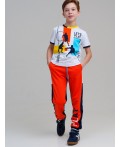 Брюки трикотажные для мальчиков оранжевый,тёмно-синий