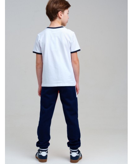 Брюки трикотажные для мальчиков оранжевый,тёмно-синий