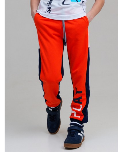 Брюки трикотажные для мальчиков оранжевый,тёмно-синий