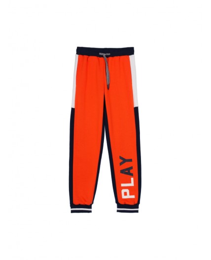 Брюки трикотажные для мальчиков оранжевый,тёмно-синий