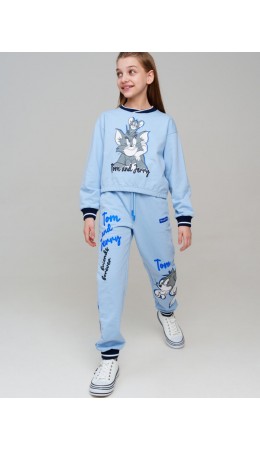 Толстовка трикотажная для девочек голубой