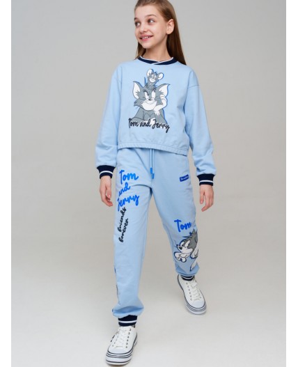 Толстовка трикотажная для девочек голубой