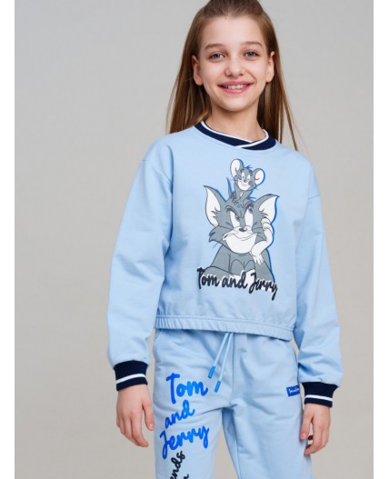 Толстовка трикотажная для девочек голубой