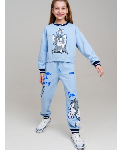 Толстовка трикотажная для девочек голубой