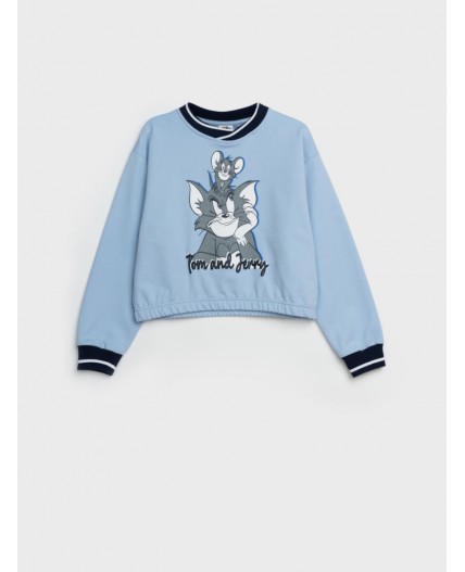 Толстовка трикотажная для девочек голубой
