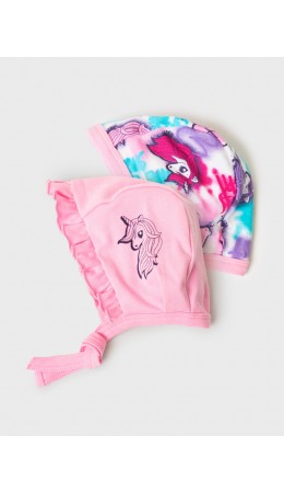 Чепчик детский трикотажный для девочек, 2 шт в комплекте разноцветный