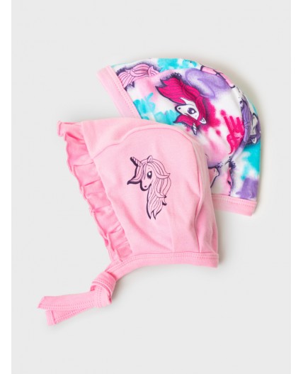 Чепчик детский трикотажный для девочек, 2 шт в комплекте разноцветный