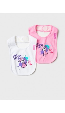 Нагрудник детский трикотажный для девочек, 2 шт в комплекте светло-розовый,белый