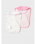 Нагрудник детский трикотажный для девочек, 2 шт в комплекте светло-розовый,белый