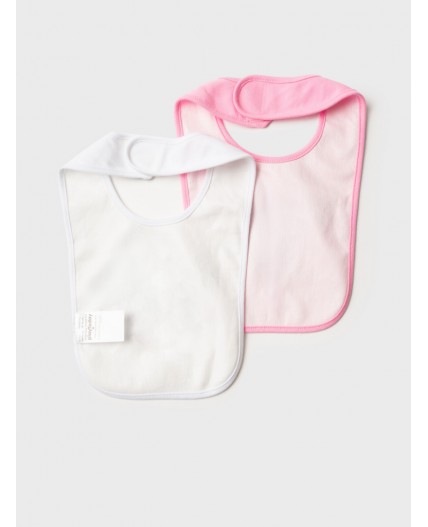 Нагрудник детский трикотажный для девочек, 2 шт в комплекте светло-розовый,белый